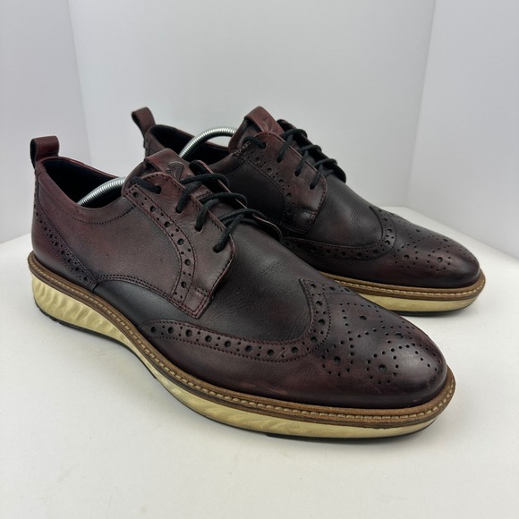 ECCO ST.1 Hybrid Wingtip Brogue Mens 10 Burgundy Mahogany Leather Dress Shoes main image 7